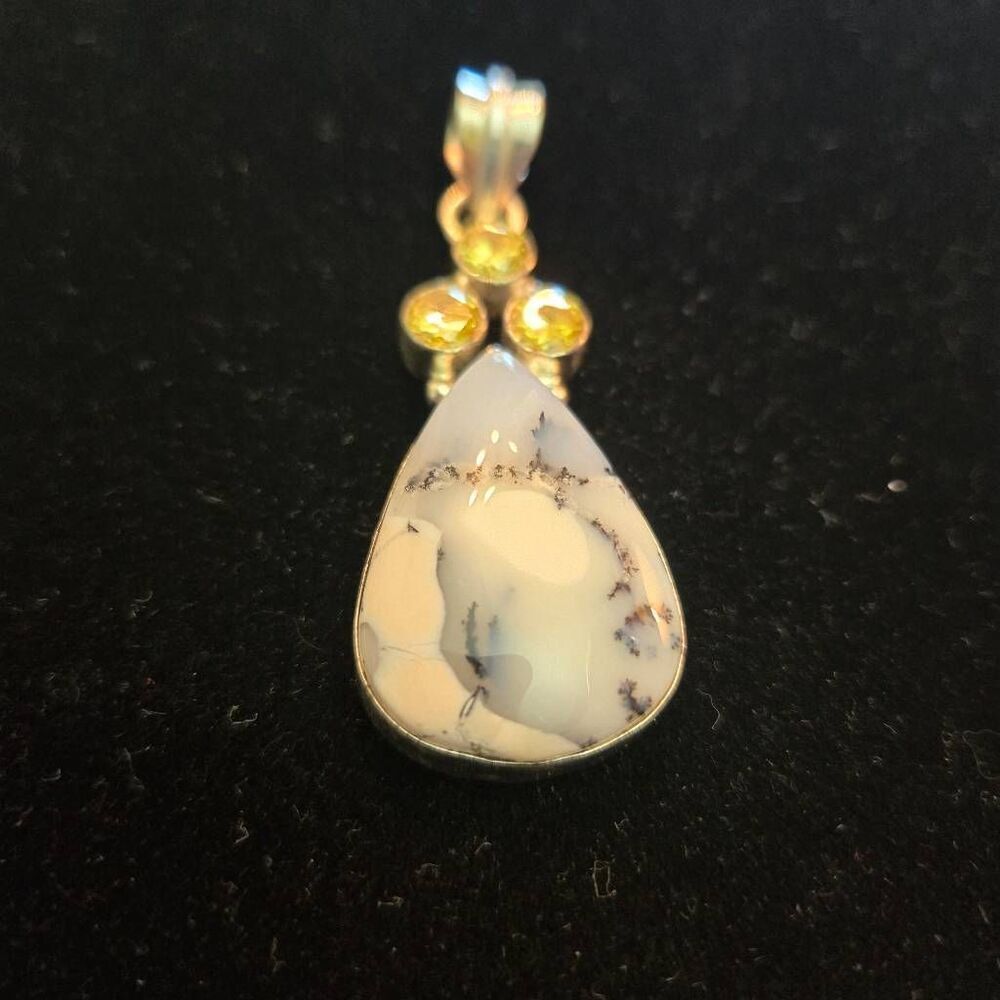 Dendrite Opal set in Sterling Silver 925 Pendant